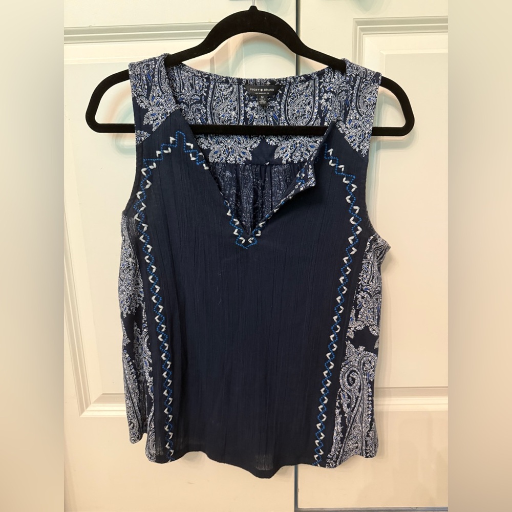 Lucky Brand Blue Sleeveless Top